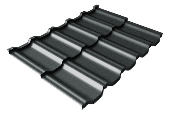 Металлочерепица модульная Квинта Uno Grand Line c 3D резом 0,5 Satin RAL 7016 антрацитово-серый купить в Сургуте