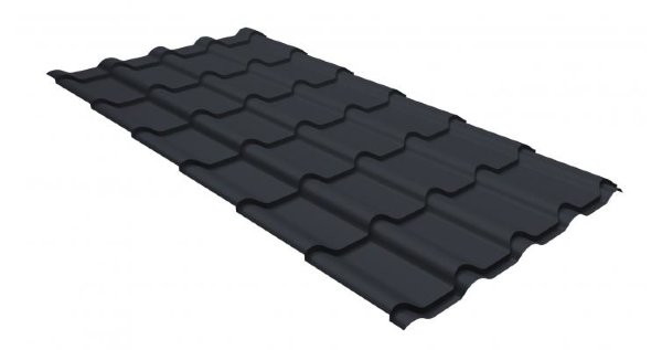 Металлочерепица камея GL 0,5 GreenCoat Pural matt RR 23 темно-серый (RAL 7024 мокрый асфальт) купить в Сургуте