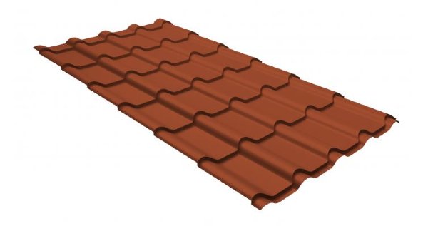Металлочерепица камея GL 0,5 GreenCoat Pural RR 750 кирпично-красный (RAL 8004 терракота) купить в Сургуте