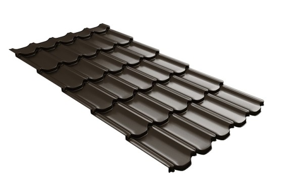 Металлочерепица квинта плюс с 3D резом 0,5 GreenСoat Pural Matt RR 32 темно-коричневый (RAL 8019 серо-коричневый) купить в Сургуте