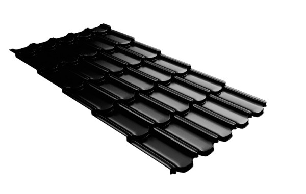 Металлочерепица квинта плюс с 3D резом 0,5 GreenСoat Pural Matt RR 33 черный (RAL 9005 черный) купить в Сургуте