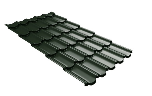 Металлочерепица квинта плюс с 3D резом 0,5 GreenСoat Pural RR 11 темно-зеленый (RAL 6020 хромовая зелень) купить в Сургуте