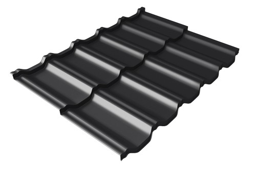 Металлочерепица модульная Квинта Uno Grand Line c 3D резом 0,5 Satin Мatt RAL 9005 черный купить в Сургуте