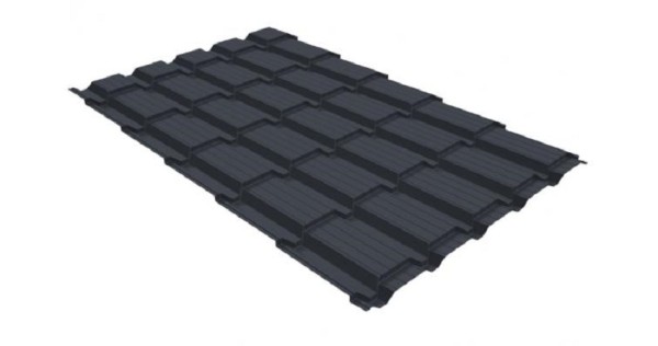 Металлочерепица GL квадро профи 0,5 GreenCoat Pural RR 23 темно-серый (RAL 7024) мокрый асфальт купить в Сургуте