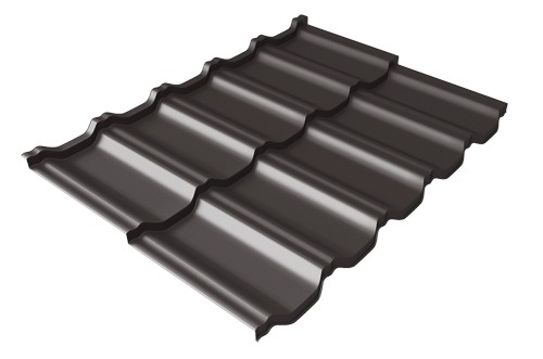 Металлочерепица модульная Квинта Uno Grand Line c 3D резом 0,5 GreenСoat Pural Matt RR 32 темно-коричневый (RAL 8019 серо-коричневый) купить в Сургуте