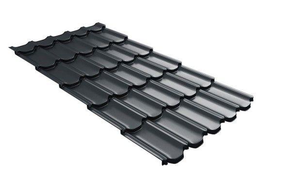 Металлочерепица квинта плюс с 3D резом 0,5 Satin RAL 7016 антрацитово-серый купить в Сургуте