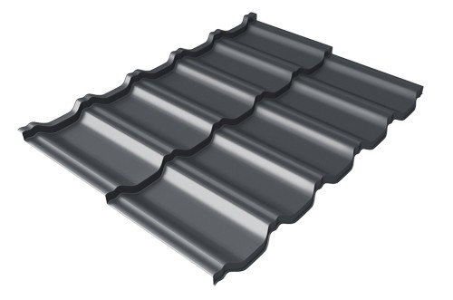 Металлочерепица модульная Квинта Uno Grand Line c 3D резом 0,45 Drap RAL 7024 мокрый асфальт купить в Сургуте