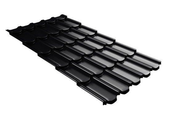 Металлочерепица квинта плюс с 3D резом 0,5 Satin RAL 9005 черный купить в Сургуте