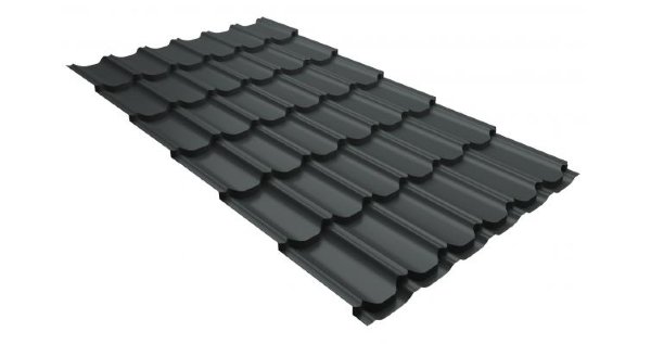 Металлочерепица квинта плюс 0,5 GreenCoat Pural RR 23 темно-серый (RAL 7024 мокрый асфальт) купить в Сургуте